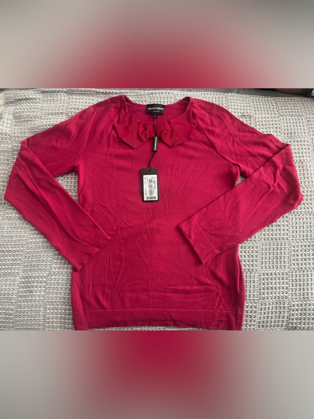 NWT Emporio Armani Made in Italy Bow Sweater Magenta Pink Sz 44